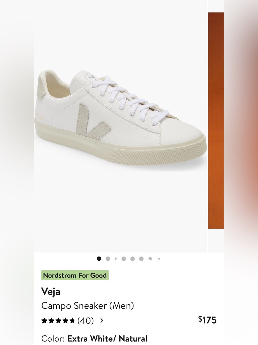 Veja Campo Sneaker in Extra White with Natural Accent